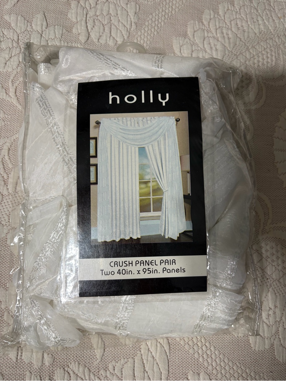 Holly White Crush Panel Pair Sheer Curtain Set NEW versatility